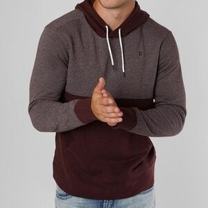 Hurley Crone Hooded Sweatshirt Mens Size Large Burgundy Color Block